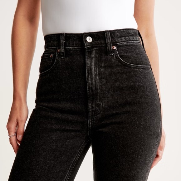 ABERCROMBIE & FITCH Jeans Ankle Straight Ultra High Rise Faded Black Size 27S - Picture 2 of 12